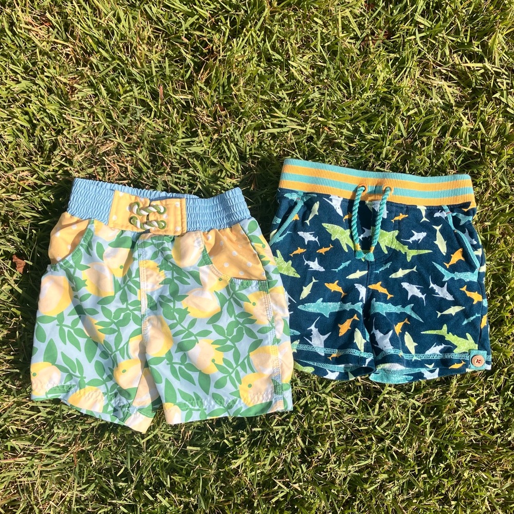 Matilda Jane boy 2T bundle - lemon swim trunks and shark shorts